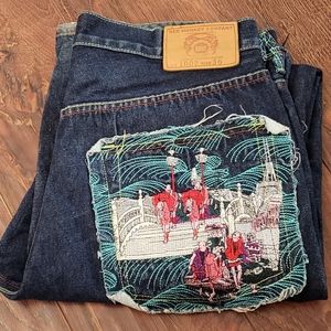 Red Monkey Company Jeans Embroidery Design by MARTIN KSOHOH Size measures 34x31